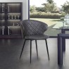 Armen Living Ava Contemporary Dining Chair in Black Powder Coated Finish and Gray Faux Leather