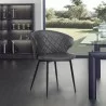 Armen Living Ava Contemporary Dining Chair in Black Powder Coated Finish and Gray Faux Leather - Armen Living Ava Contemporary Dining Chair in Black Powder Coated Finish and Gray Faux Leather