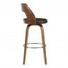 Armen Living Axel 30" Swivel Bar Stool in Brown Faux Leather and Walnut Wood Side