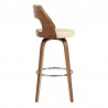 Armen Living Axel 30" Swivel Bar Stool in Cream Faux Leather and Walnut Wood Side