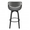 Armen Living Arya 30" Swivel Bar Stool in Gray Faux Leather and Black Wood Back View