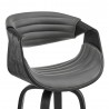 Armen Living Arya 30" Swivel Bar Stool in Gray Faux Leather and Black Wood Front Half
