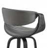 Armen Living Arya 30" Swivel Bar Stool in Gray Faux Leather and Black Wood Back Half