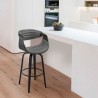 Armen Living Arya 30" Swivel Bar Stool in Gray Faux Leather and Black Wood