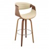 Armen Living Arya 26" Swivel Counter Stool in Faux Leather and Walnut Wood Cream Front Angle