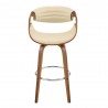Armen Living Arya 26" Swivel Counter Stool in Faux Leather and Walnut Wood Cream Front 