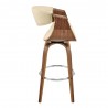 Armen Living Arya 26" Swivel Counter Stool in Faux Leather and Walnut Wood Cream Side 