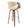 Armen Living Arya 26" Swivel Counter Stool in Faux Leather and Walnut Wood Back Angle
