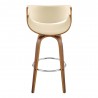 Armen Living Arya 26" Swivel Counter Stool in Cream Faux Leather and Walnut Wood Back 