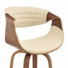 Armen Living Arya 26" Swivel Counter Stool in Cream Faux Leather and Walnut Wood Front
