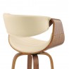Armen Living Arya 26" Swivel Counter Stool in Cream Faux Leather and Walnut Wood Back Half