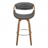 Armen Living Arya 26" Swivel Counter Stool in Faux Leather and Walnut Wood Gray Front