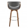 Armen Living Arya 26" Swivel Counter Stool in Gray Faux Leather and Walnut Wood Back