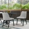 Armen Living Azalea Gray Fabric and Black Wood Dining Side Chairs- Set of 2