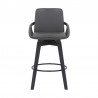 Armen Living Baylor Gray Faux Leather and Black Wood Swivel Bar Stool 004