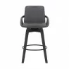 Armen Living Baylor Gray Faux Leather and Black Wood Swivel Bar Stool 004 - Armen Living Baylor Gray Faux Leather and Black Wood Swivel Bar Stool 004
