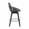 Armen Living Baylor Gray Faux Leather and Black Wood Swivel Bar Stool 003 - Armen Living Baylor Gray Faux Leather and Black Wood Swivel Bar Stool 003