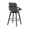 Armen Living Baylor Gray Faux Leather and Black Wood Swivel Bar Stool 006