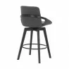 Armen Living Baylor Gray Faux Leather and Black Wood Swivel Bar Stool 006 - Armen Living Baylor Gray Faux Leather and Black Wood Swivel Bar Stool 006