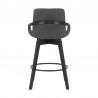 Armen Living Baylor Gray Faux Leather and Black Wood Swivel Bar Stool 005