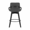 Armen Living Baylor Gray Faux Leather and Black Wood Swivel Bar Stool 005 - Armen Living Baylor Gray Faux Leather and Black Wood Swivel Bar Stool 005