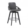 Armen Living Baylor Gray Faux Leather and Black Wood Swivel Bar Stool 001