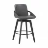 Armen Living Baylor Gray Faux Leather and Black Wood Swivel Bar Stool 001 - Armen Living Baylor Gray Faux Leather and Black Wood Swivel Bar Stool 001