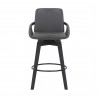 Baylor 26" Gray Faux Leather and Black Wood Swivel Bar Stool