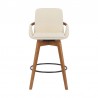 Baylor 26" Cream Faux Leather and Walnut Wood Swivel Bar Stool 003