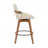 Baylor 26" Cream Faux Leather and Walnut Wood Swivel Bar Stool 003