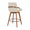 Baylor 26" Cream Faux Leather and Walnut Wood Swivel Bar Stool 005
