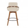 Baylor 26" Cream Faux Leather and Walnut Wood Swivel Bar Stool 004