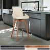 Baylor 26" Cream Faux Leather and Walnut Wood Swivel Bar Stool