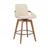 Baylor 26" Cream Faux Leather and Walnut Wood Swivel Bar Stool 001