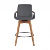 Armen Living Baylor 26" Faux Leather and Walnut Wood Swivel Bar Stool 003