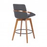 Armen Living Baylor 26" Faux Leather and Walnut Wood Swivel Bar Stool 005
