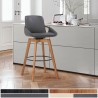 Armen Living Baylor 26" Faux Leather and Walnut Wood Swivel Bar Stool
