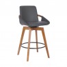 Armen Living Baylor 26" Faux Leather and Walnut Wood Swivel Bar Stool 001
