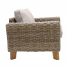 Armen Living Bahamas Outdoor Wicker & Teak Wood Lounge Chair with Beige Olefin- Side View