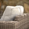 Armen Living Bahamas Outdoor Wicker & Teak Wood Lounge Chair with Beige Olefin- Back Top VIew