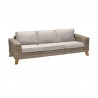 Armen Living Bahamas Outdoor Wicker & Teak Wood Sofa with Beige Olefin- Sofa Side Angle