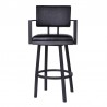 Armen Living Balboa 26" Counter Height Swivel Vintage Black Faux Leather and Metal Bar Stool with Arms 002