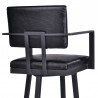 Armen Living Balboa 26" Counter Height Swivel Vintage Black Faux Leather and Metal Bar Stool with Arms 006