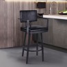 Armen Living Balboa 26" Counter Height Swivel Vintage Black Faux Leather and Metal Bar Stool with Arms