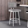 Armen Living Balboa Swivel Vintage Grey and Brushed Stainless Steel Bar Stool