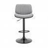 Brock Adjustable Gray Faux Leather and Walnut Wood Bar Stool with Black Base 005