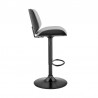 Brock Adjustable Gray Faux Leather and Walnut Wood Bar Stool with Black Base 001