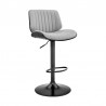 Brock Adjustable Gray Faux Leather and Walnut Wood Bar Stool with Black Base 003