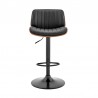  Brock Adjustable Black Faux Leather and Walnut Wood Bar Stool with Black Base 04