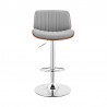 Brock Adjustable Gray Faux Leather and Walnut Wood with Chrome Finish Bar Stool 002